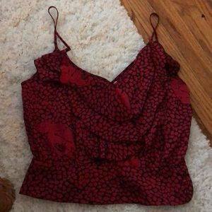 Red and Black Crop Blouse